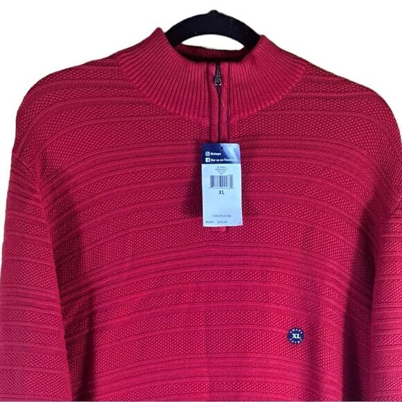 Chaps 1/4 Zip Up Long Sleeve Red Sweater Size XL NWT 📦 - Picture 4 of 9